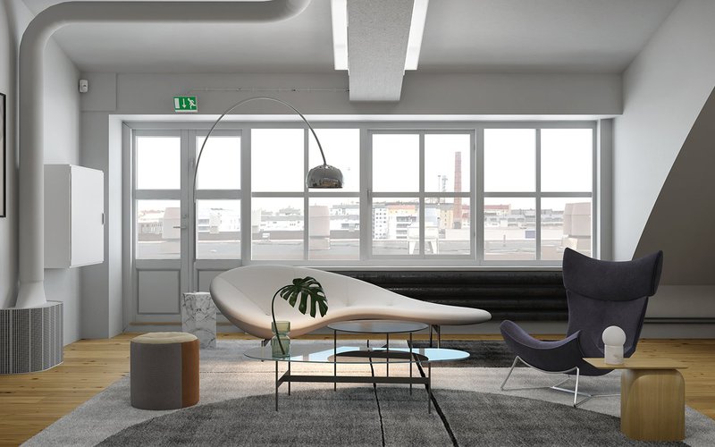 Sohvaryhmä design-kalusteilla
